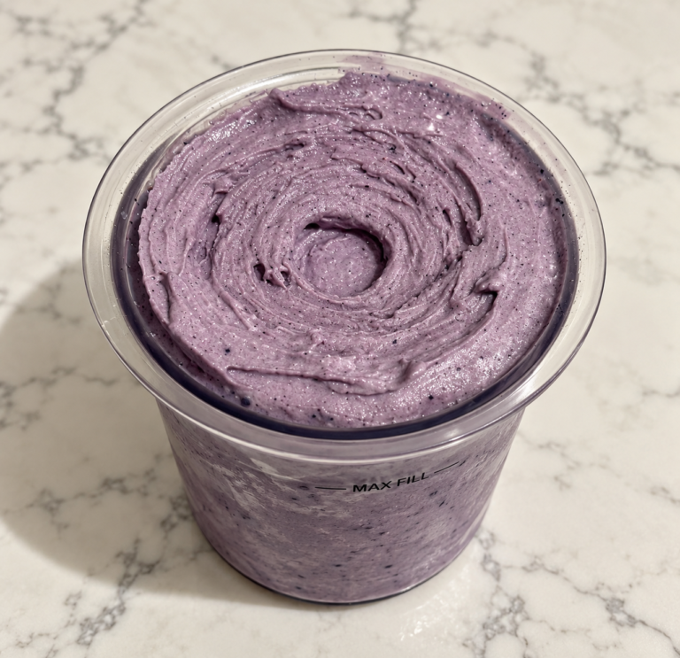 Blueberry Cheesecake Ninja Creami made without protein powder in a Ninja Creami pint