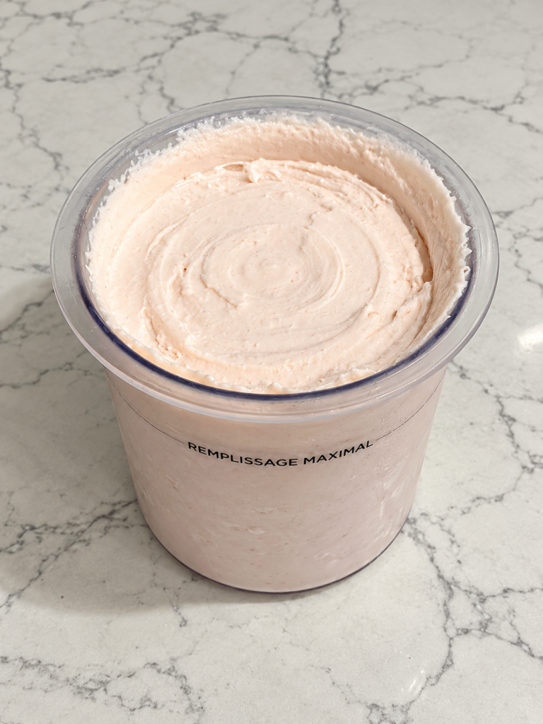 High-Protein Strawberry Cheesecake Pudding Ninja Creami in a Ninja Creami pint