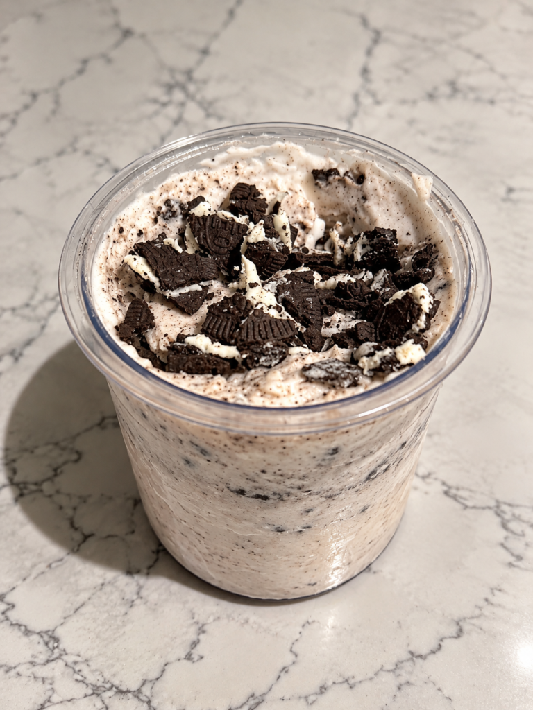 Oreo Ninja Creami McFlurry topped with Oreo pieces