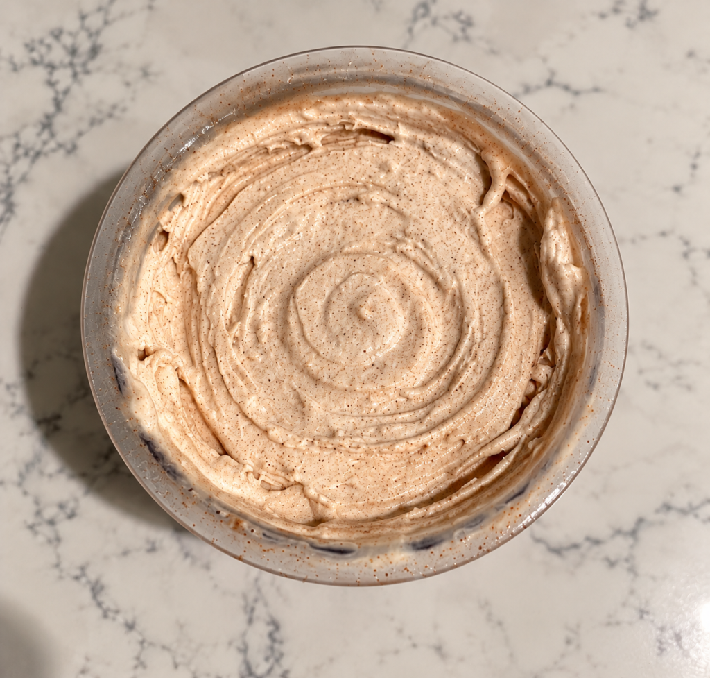 Top-down view of Cinnamon Ninja Creami without protein powder